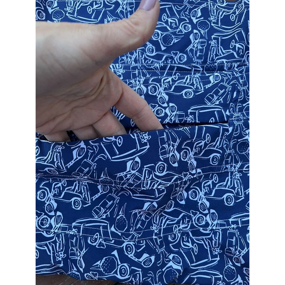 IZOD Golf Womens Skort Skirt Size 16 Blue and White Golf Cart Print - Picture 7 of 7